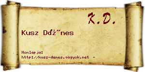 Kusz Dénes névjegykártya